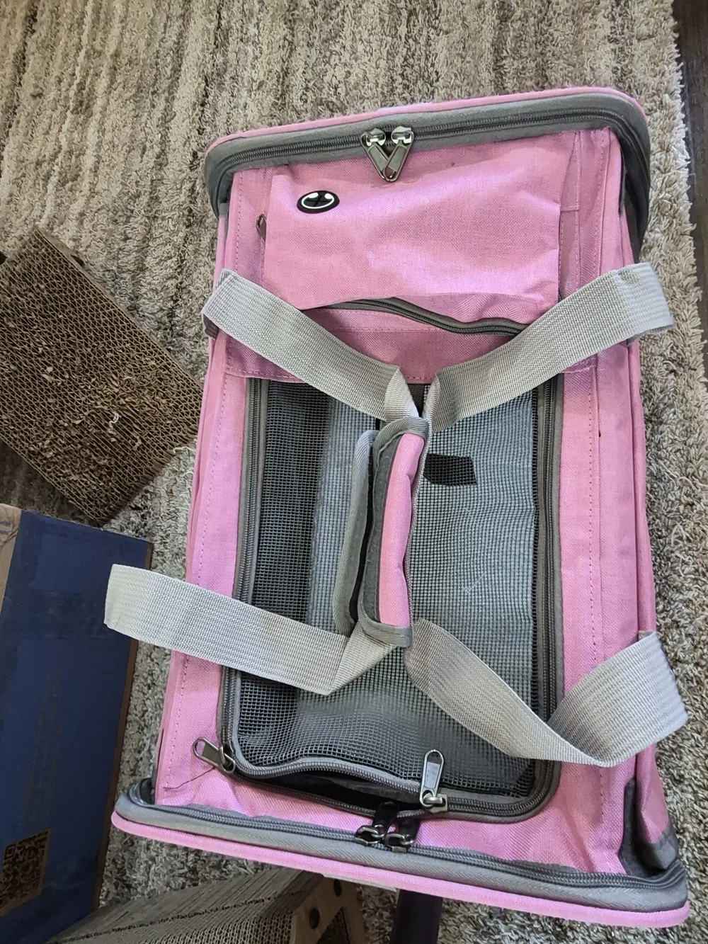 Pink Rolling Small Pet Carrier with Mesh Ventilation and Telescoping Handle
